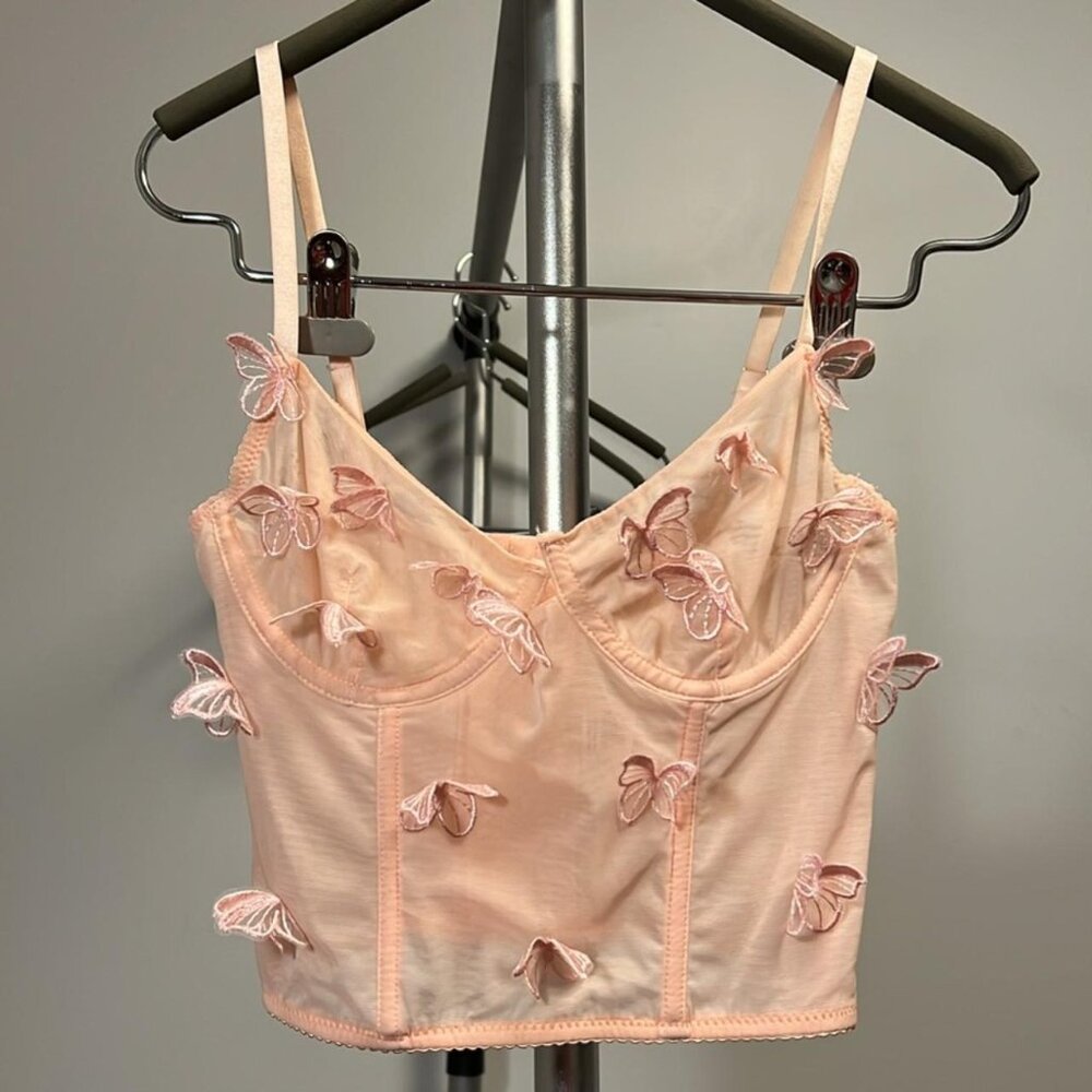 Miss Lola Pink Butterfly Bustier Corset Top